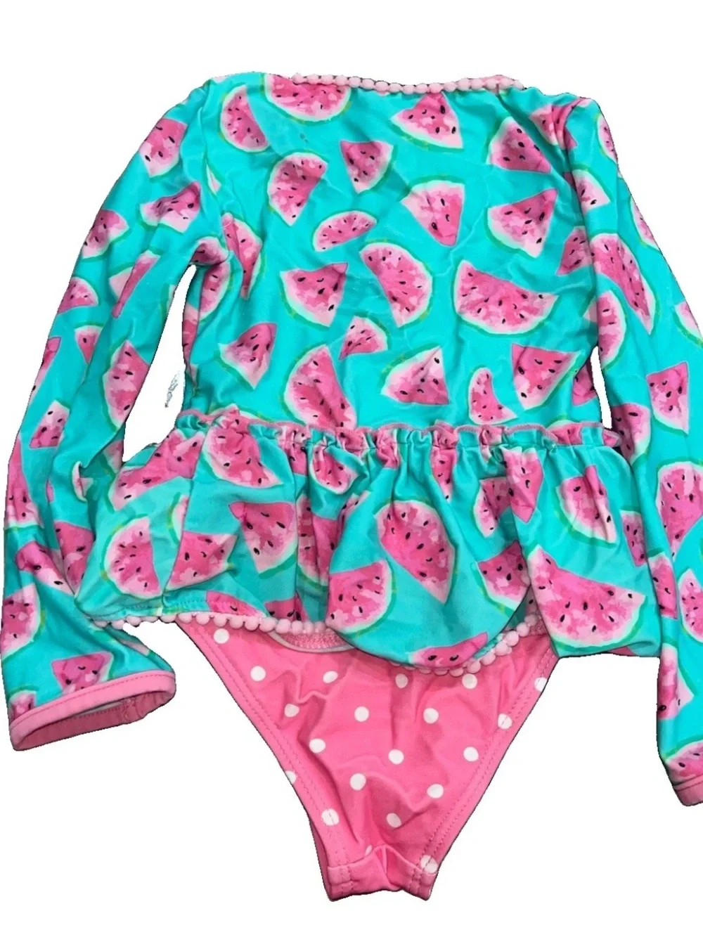 Matilda Jane Long Sleeve Bathing Suit Rash Guard Watermelon Ruffled Size 2